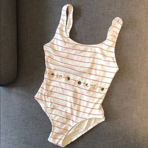 Solid and stripped low open back one piece